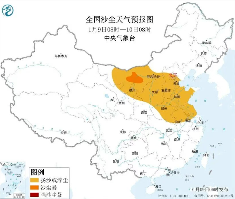 安徽大部进入沙尘预警区域